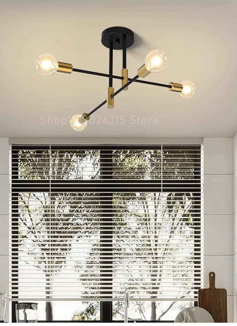 Simple Branch Ceiling Chandelier Modern Nordic E27 Black Gold LED Ceiling Light Restaurant Aisle Balcony Corridor Lighting