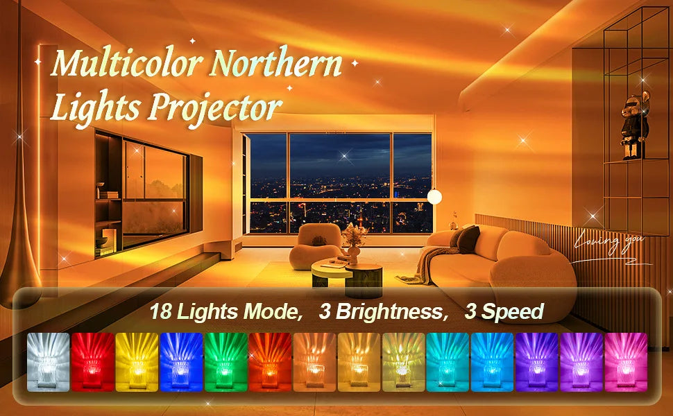 Ins Style RGB Remote Dynamic Rotary Water Ripple Dream Aurora Projector Home Bedroom Decor Northern Lights Table Lamp