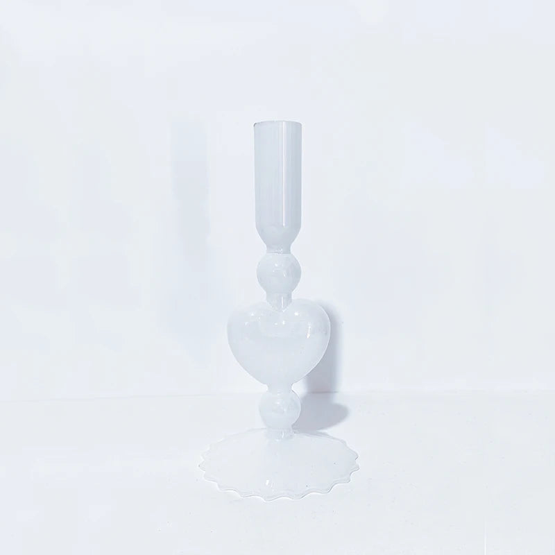 Valentine's Day Glass Vase Candlesticks Decoration Taper Candle Holders Red Heart Shape Candlesticks Home Decor Wedding Party