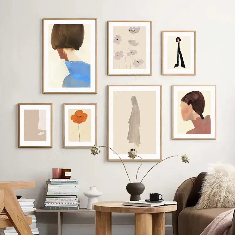 Girl Flower Geometry Line Face Modern Minimalist Posters Wall Art Prints Abstract Pictures Canvas Painting For Living Room Decor