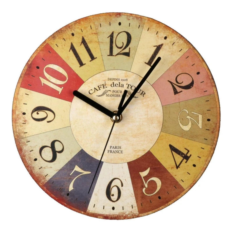 Wall Wooden Clocks for Coffee Houses, Brief Design, Silent Home, Cafe, Office, Wall Decor, Large Art, 23cm, 9in
