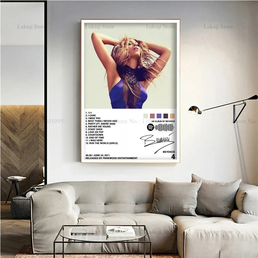 Poster Prints Beyoncé All Music Album Renaissance Cowboy Carter Bar Canvas Oil Painting Wall Art Picture Living Room Home Decor