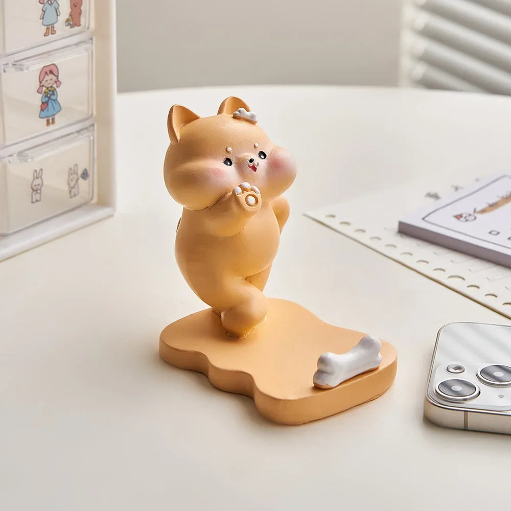 Home Decor Exquisite Kittens Figurines Miniatures Lovely Decor Ornaments Desktop Mobile Phone Bracket Office Desk Accessories
