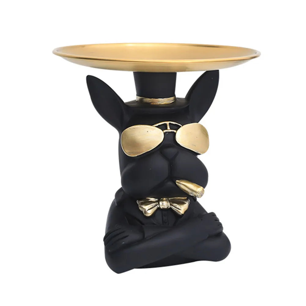 Bulldog Cool Sculpture Dog Ornament Butler Storage Box with Tray Nordic Table Decoration Resin Animal Sculpture Coin Piggy Bank