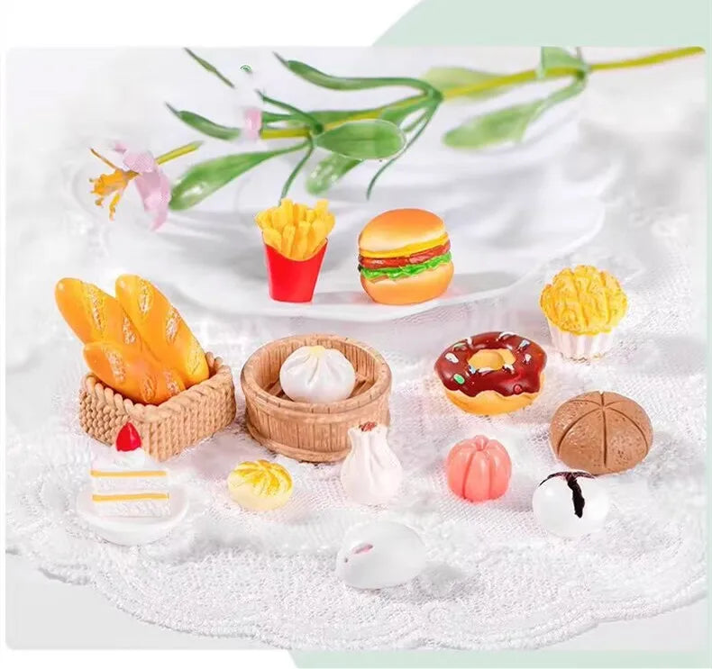 Figurine Miniature Imitation Cake Hamburger Food Micro Landscape Ornaments For Home Decorations Room Decor DIY Accessories