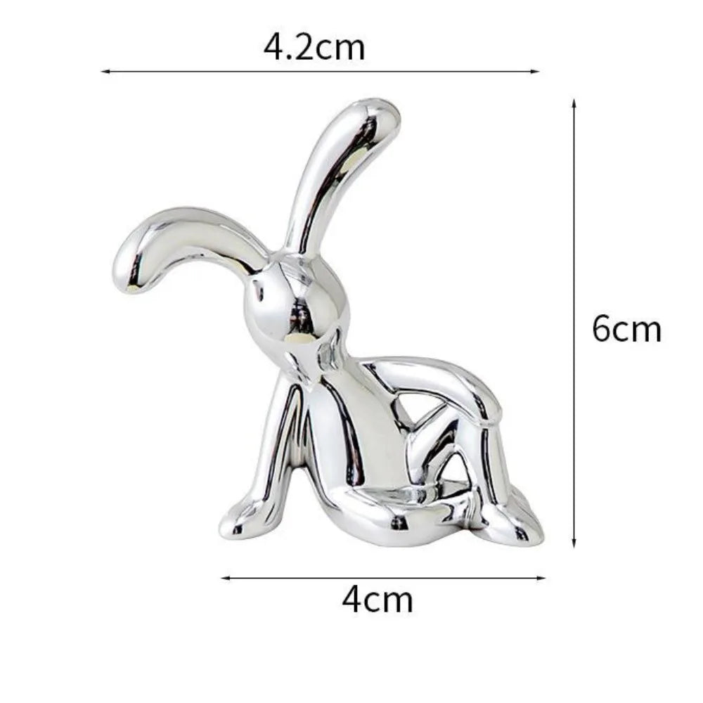 Cute Cartoon Long Eared Rabbit Figurines Electroplating Eco-friendly Plastic Rabbit Car Center Console Ornament Home Decor Gift