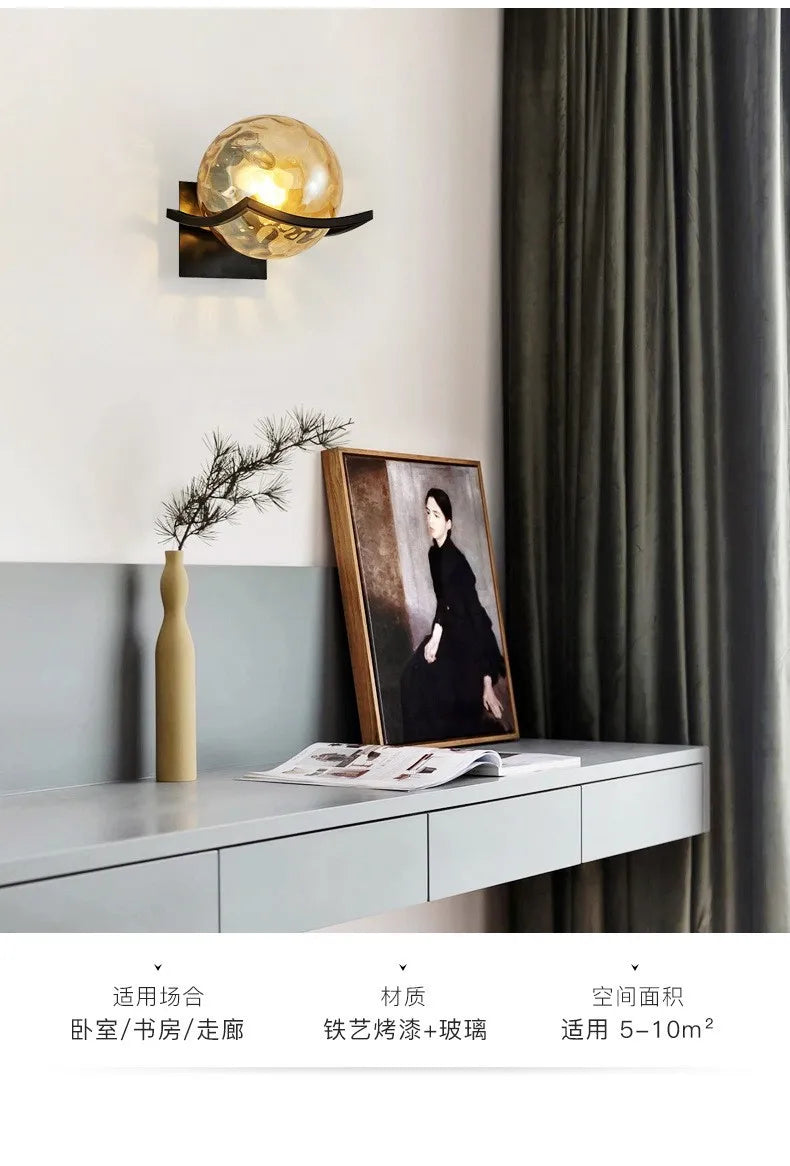 Modern Led wall Light Gold Glass Ball Wall Lamp living Room Bathroom Bedroom Bedside Entrance Porch Indoor Lighting DecorLamp