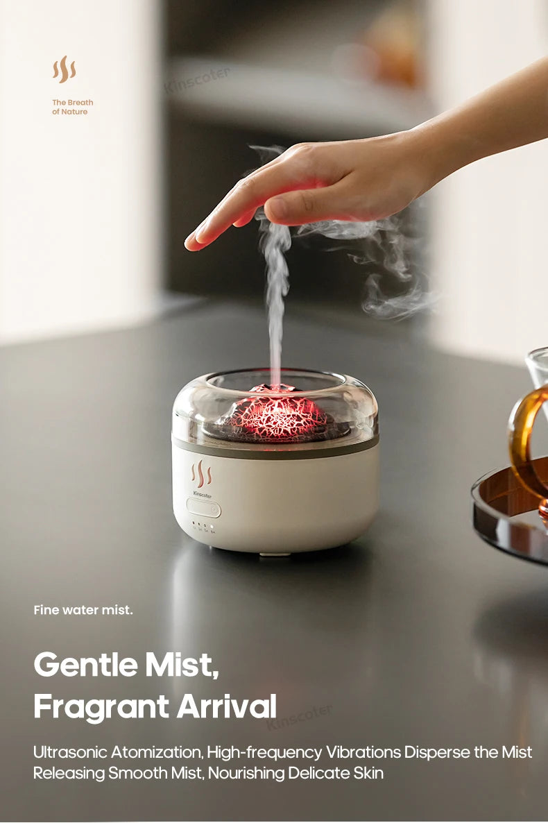 Portable Volcano Aroma Diffuser 160ml Essential Oil Air Humidifier Sprayer USB with LED Colorful Night Light for Home Office