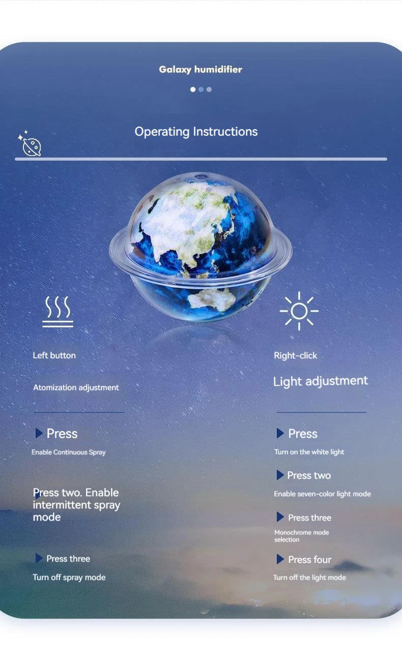 New Creative Planet Humidifier High Fog Volume Home Night Light Air Atomizer Jupiter Humidifier Delicate Small Gift