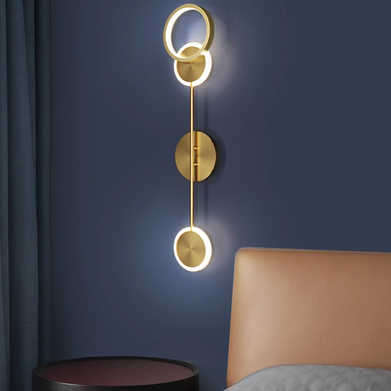 Modern Wall Sconce Light Fixture Indoor Lighting Bedside Lamp Led Home Decor Corridor Bedroom Living Room Acrylic Art Round gold