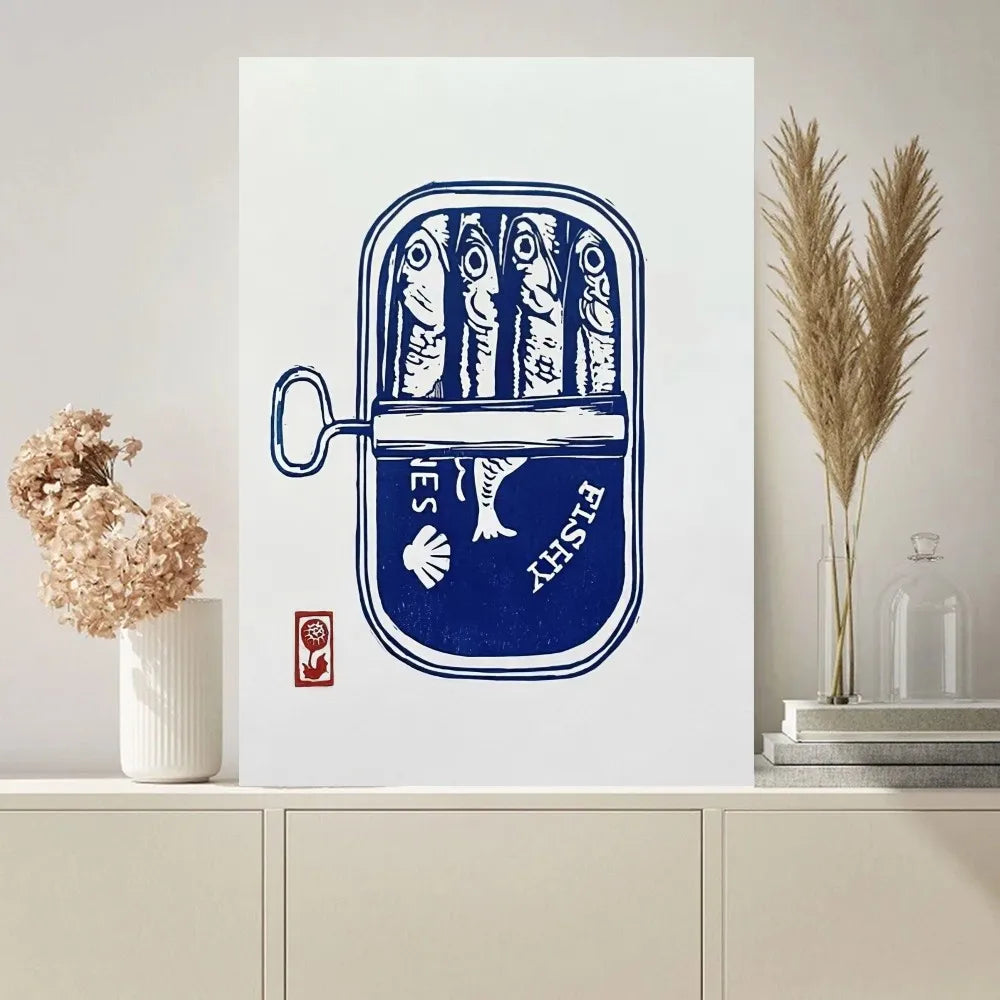 Cuadros Decoration Sardines Nordic Poster Paintings on The Wall Picture for Living Room Interior Painting Room Decoration