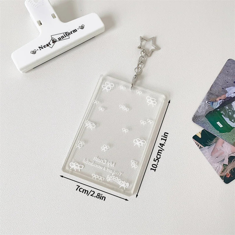 Acrylic Transparent PhotoCard Holder Kpop Idol Card Sleeve Case ID Bank Card Photo Display Stand Album Cover Pendant Keychain