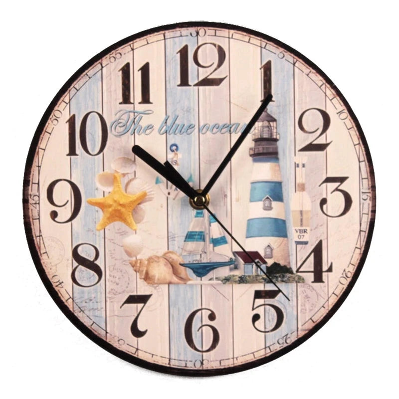 Wall Wooden Clocks for Coffee Houses, Brief Design, Silent Home, Cafe, Office, Wall Decor, Large Art, 23cm, 9in