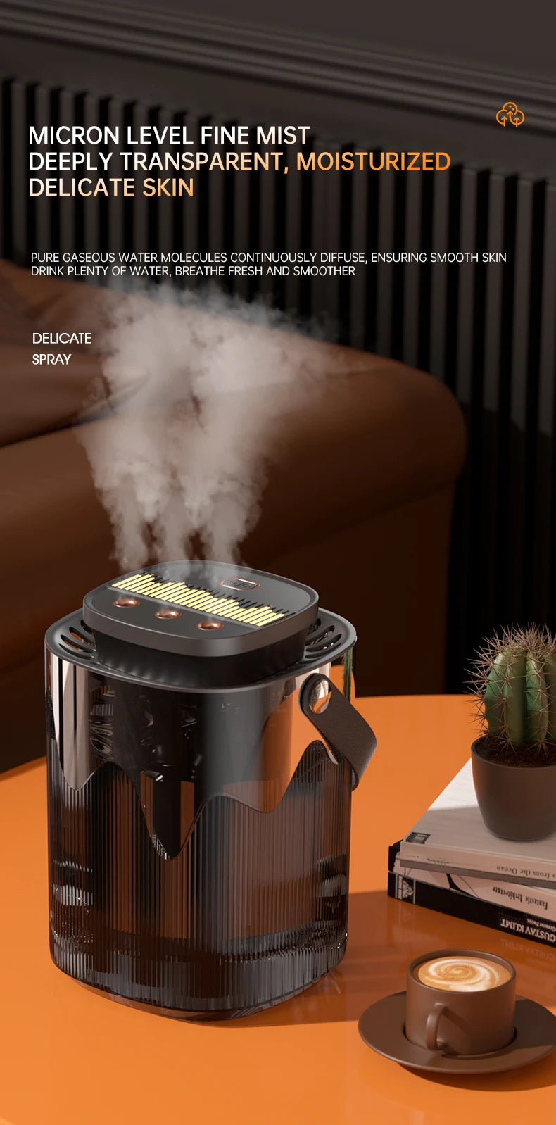 New Creative Humidifier Household Atomizer 3L Large Capacity Three Jet USB Silent Desktop Bedroom Dormitory Office Night Light
