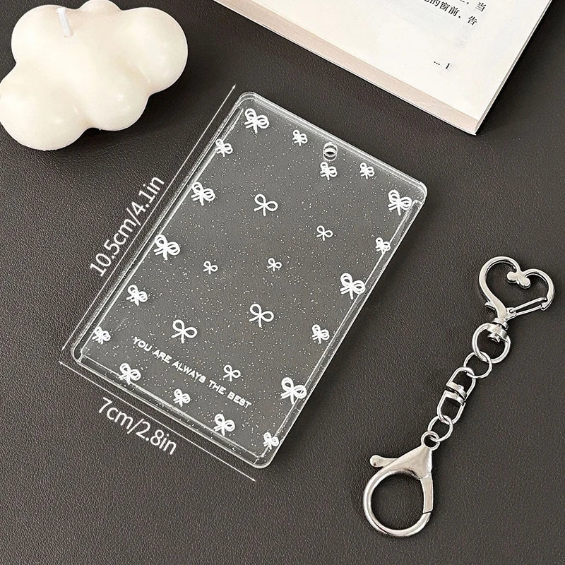 Acrylic Transparent PhotoCard Holder Kpop Idol Card Sleeve Case ID Bank Card Photo Display Stand Album Cover Pendant Keychain