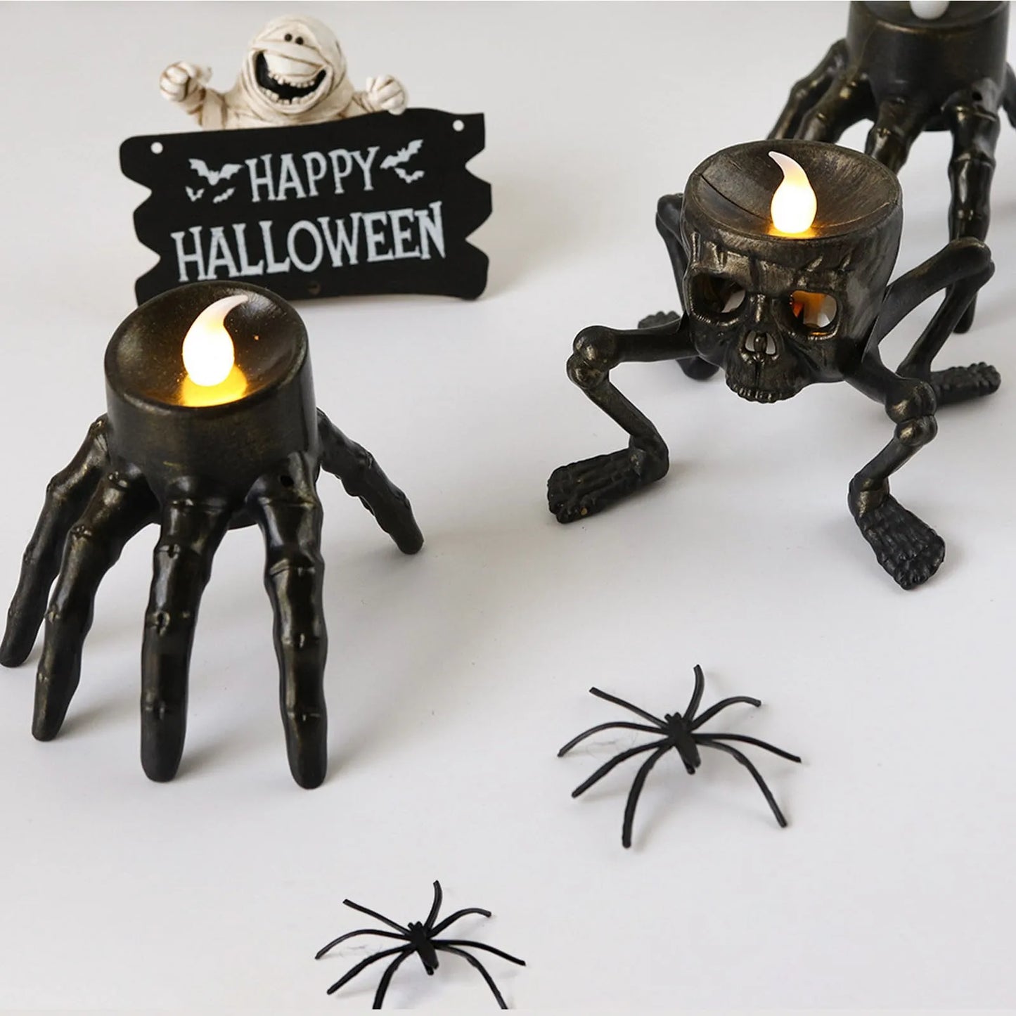 Halloween Tea Light Candles Skeleton Hand Flameless LED Candles 8.5cm/3.3inch Flameless Tea Lights Candle Lamp For Halloween