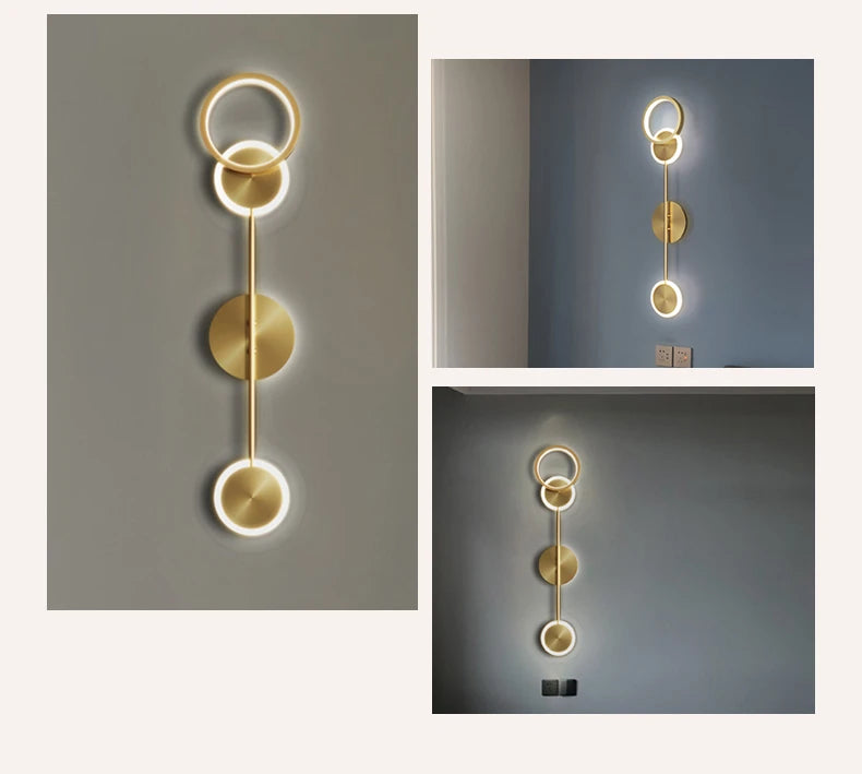 Modern Wall Sconce Light Fixture Indoor Lighting Bedside Lamp Led Home Decor Corridor Bedroom Living Room Acrylic Art Round gold