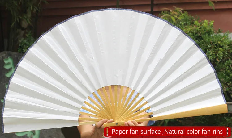 Large Blank Golden Foils Xuan Paper Fan Retro Wall Mount Painting Calligraphy DIY Paper Fan Oversize Home Decorative Folding Fan