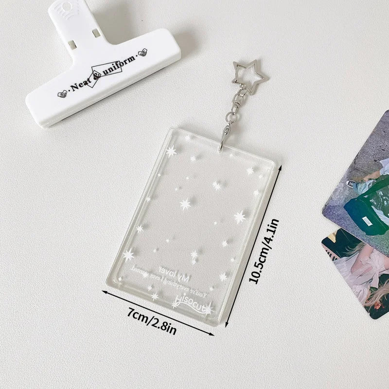 Acrylic Transparent PhotoCard Holder Kpop Idol Card Sleeve Case ID Bank Card Photo Display Stand Album Cover Pendant Keychain