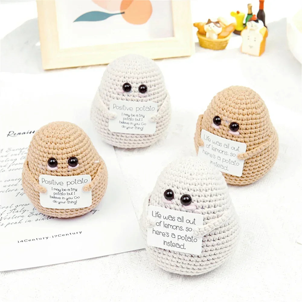 Handmade Positive Big Butt Potatoes Doll With Card Home Decoration Knitting Potato Doll Ornament Room Decor Christams Party Gift