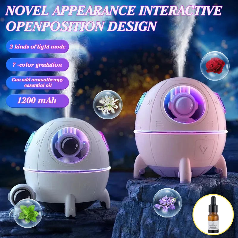 3D Print Moon Lamp Air Humidifier Astronaut Home Decor Resin Spaceman Miniature LED Touch Switch Night Light Cool Mist Purifier