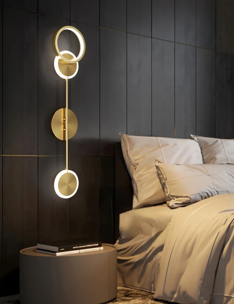 Modern Wall Sconce Light Fixture Indoor Lighting Bedside Lamp Led Home Decor Corridor Bedroom Living Room Acrylic Art Round gold