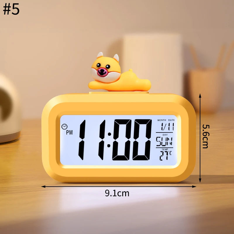 Cartoon Led Alarm Clock Multifunctional Upright Electronic Digital Screen Desktop Clock For Home Office Table Bedroom Decor