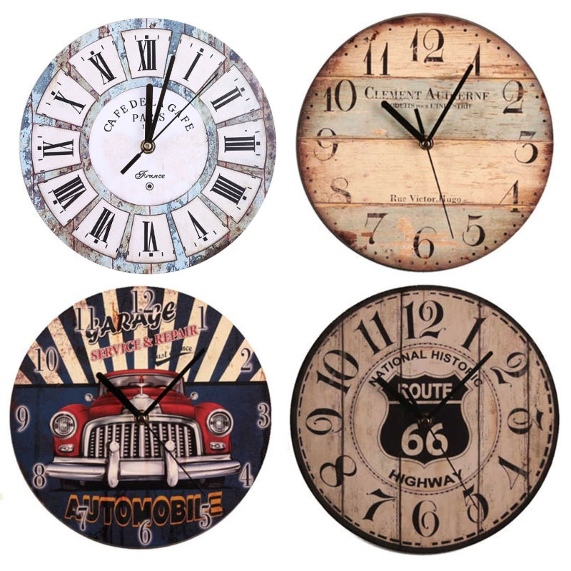 Wall Wooden Clocks for Coffee Houses, Brief Design, Silent Home, Cafe, Office, Wall Decor, Large Art, 23cm, 9in