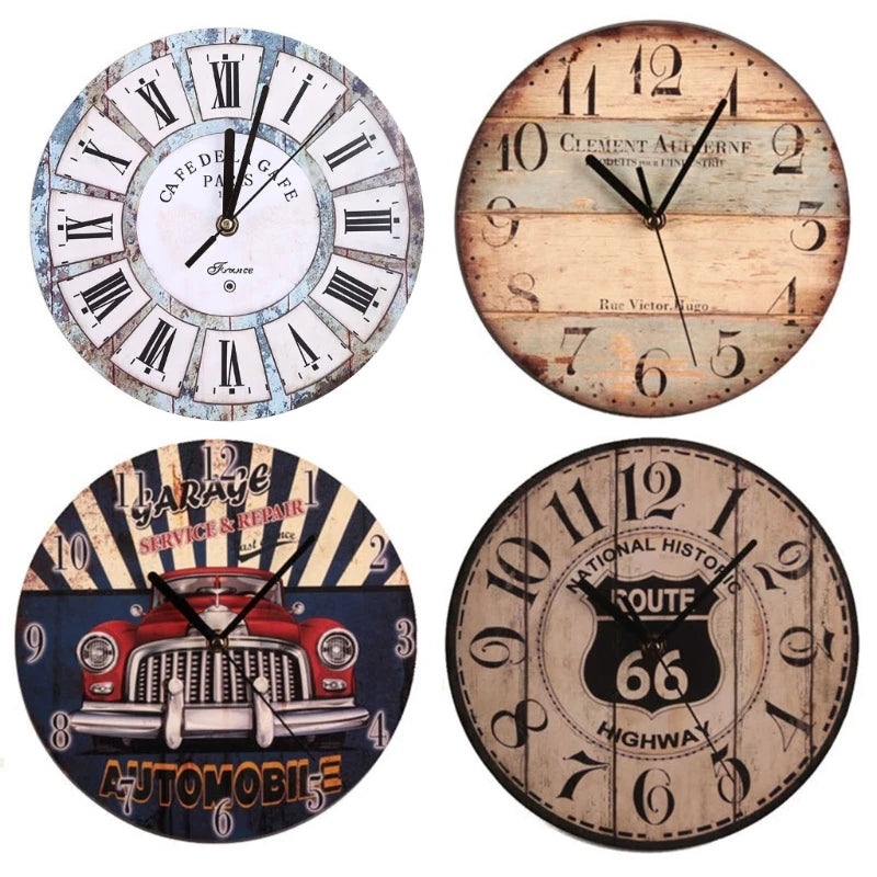 Wall Wooden Clocks for Coffee Houses, Brief Design, Silent Home, Cafe, Office, Wall Decor, Large Art, 23cm, 9in