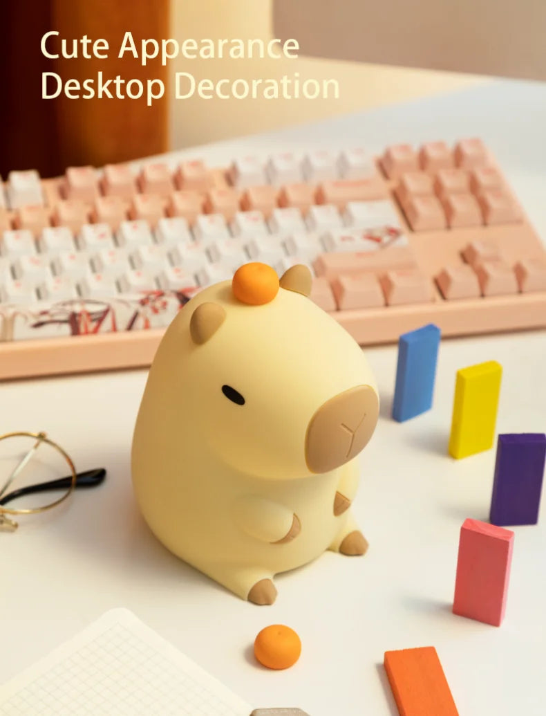 Cute Cartoon Capybara Night Light Silicone Animal Lamp USB Rechargeable Timing Dimming Sleep Night Lamp for Children's Gifts