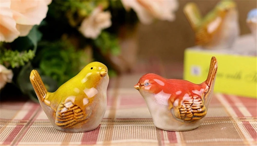 6pcs/Set Ceramic Objects Birds Statue Home Decor Porcelain Magpie Ornament Decorate Study Decoration Sparrow Tits Figurine Model