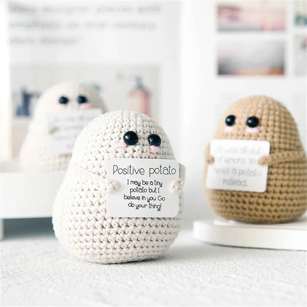 Handmade Positive Big Butt Potatoes Doll With Card Home Decoration Knitting Potato Doll Ornament Room Decor Christams Party Gift