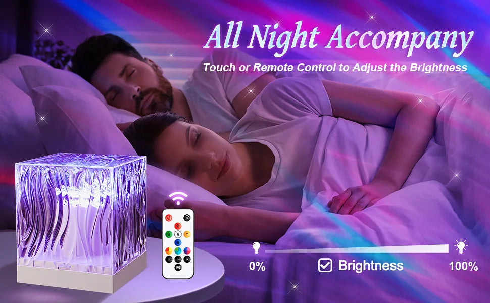 Ins Style RGB Remote Dynamic Rotary Water Ripple Dream Aurora Projector Home Bedroom Decor Northern Lights Table Lamp