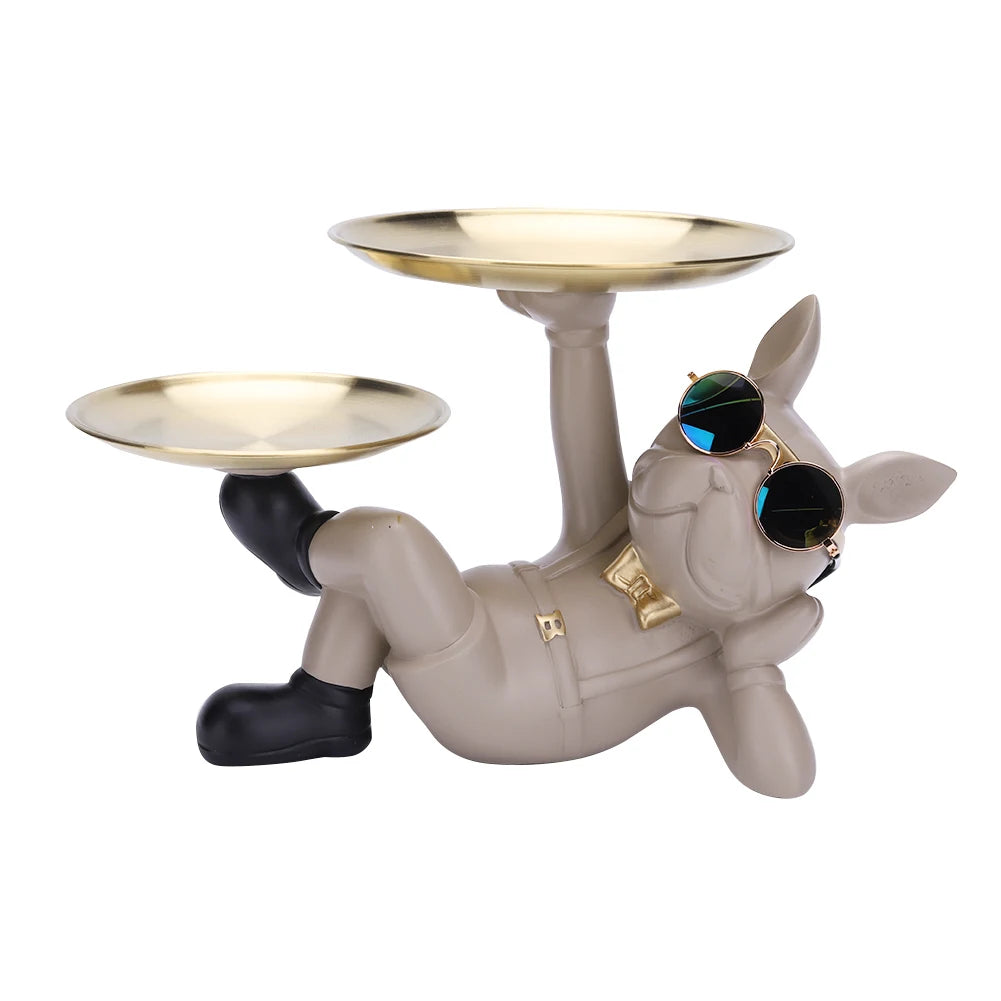 Bulldog Cool Sculpture Dog Ornament Butler Storage Box with Tray Nordic Table Decoration Resin Animal Sculpture Coin Piggy Bank
