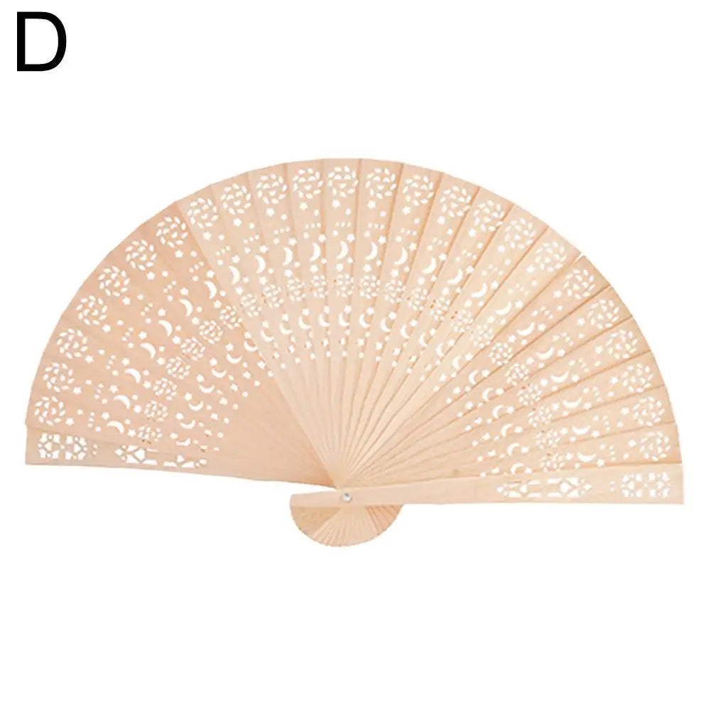 Full Flush Wooden Fan Sunflower Fan Hollow Folding Fan Wooden Sandalwood Fan Wedding Fan Home Decoration