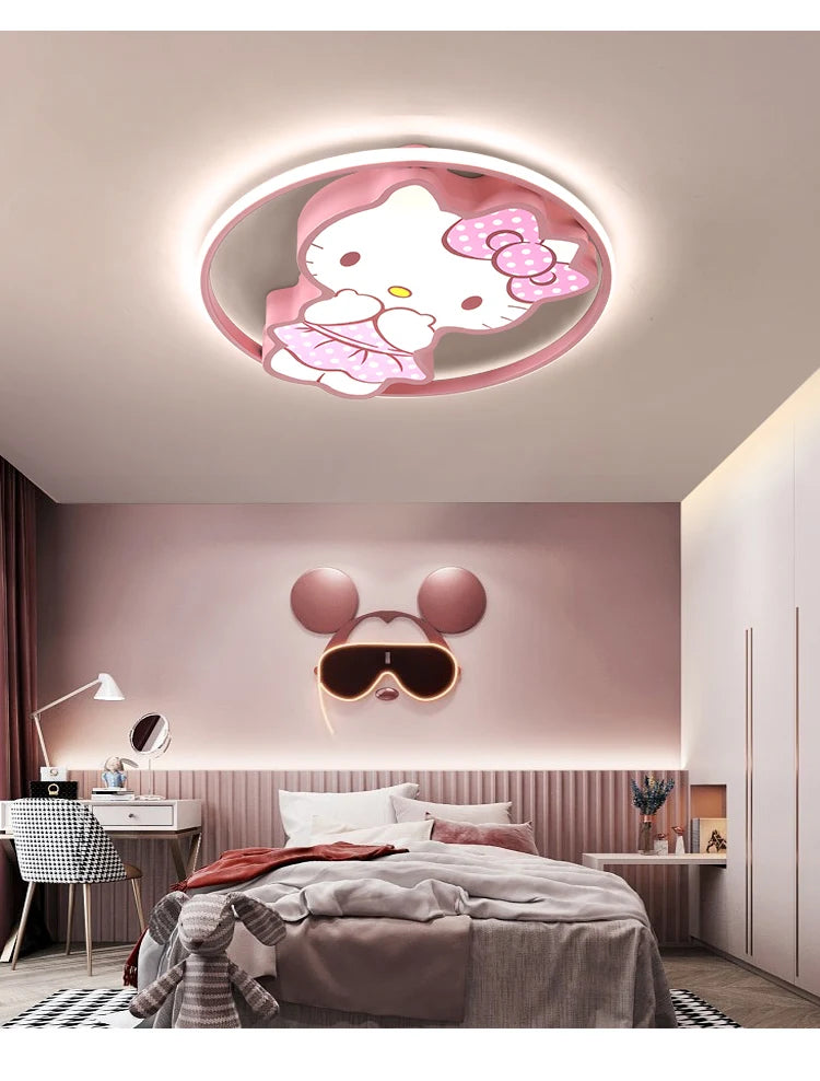 Kawaii Led Ceiling Lights For Kids Baby Room Decor Cute Kitty Ceiling Light Girl Room Lamp Pink Cartoon Cat Plafonnier Bedroom