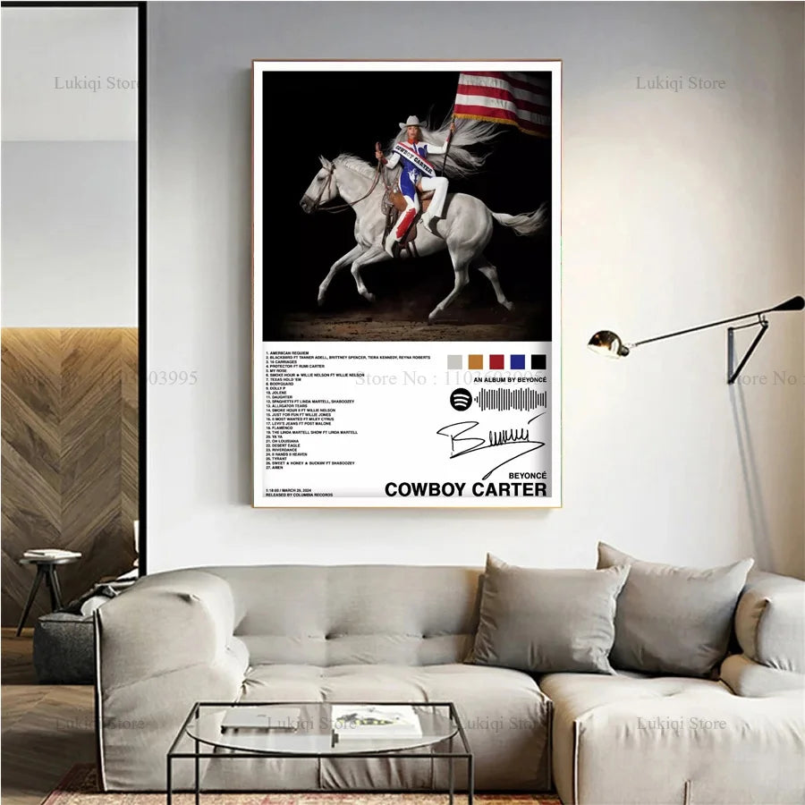 Poster Prints Beyoncé All Music Album Renaissance Cowboy Carter Bar Canvas Oil Painting Wall Art Picture Living Room Home Decor