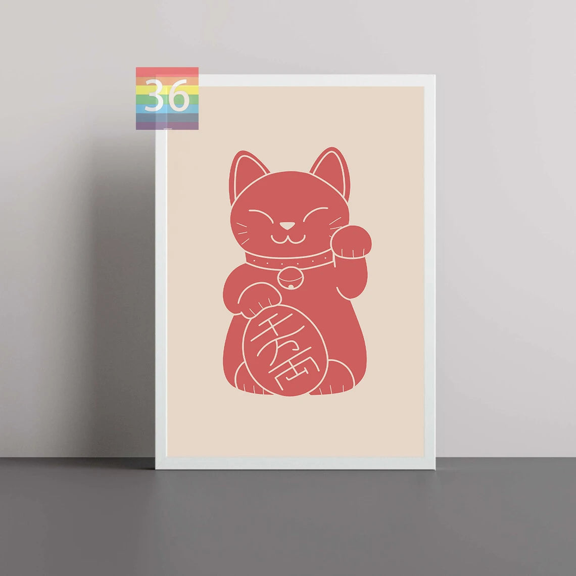 Japanese Retro Poster Lucky Cat Poster Canvas Prints Cat Lovers Gift Japanese Aesthetic Modern Japanese Wall Art Green Cat Art