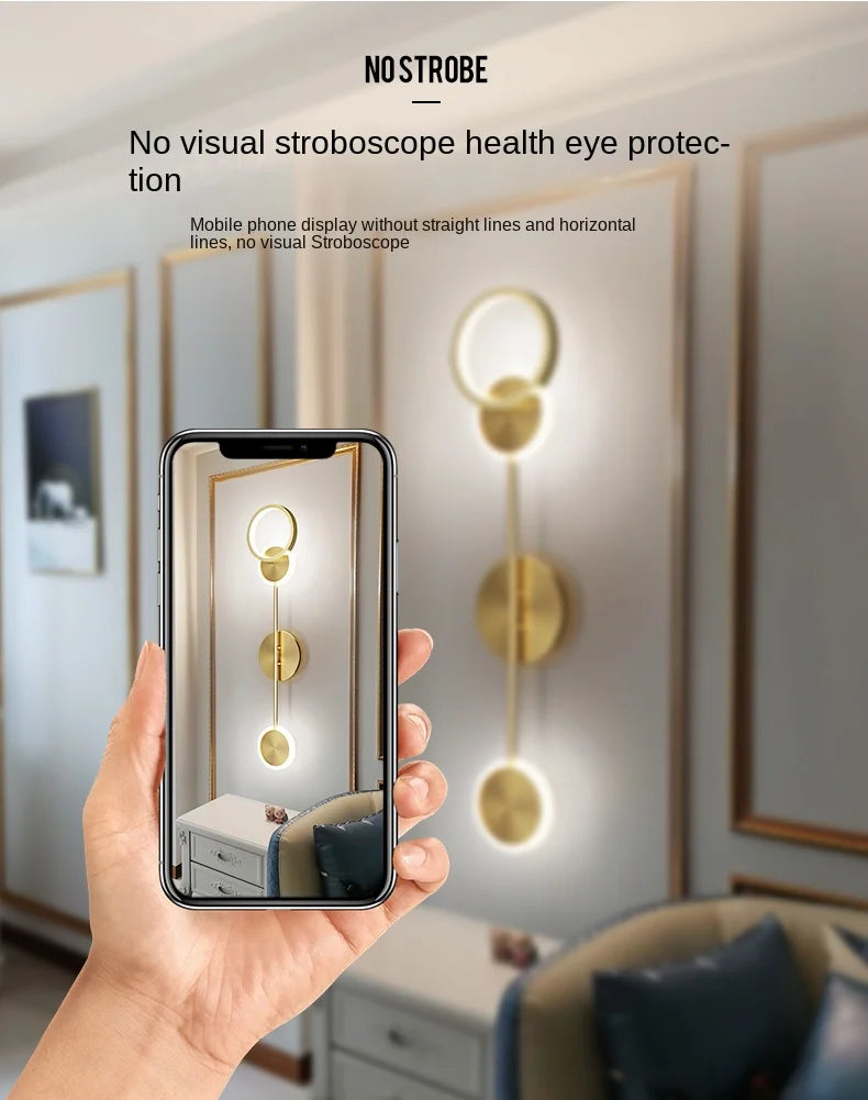 Modern Wall Sconce Light Fixture Indoor Lighting Bedside Lamp Led Home Decor Corridor Bedroom Living Room Acrylic Art Round gold