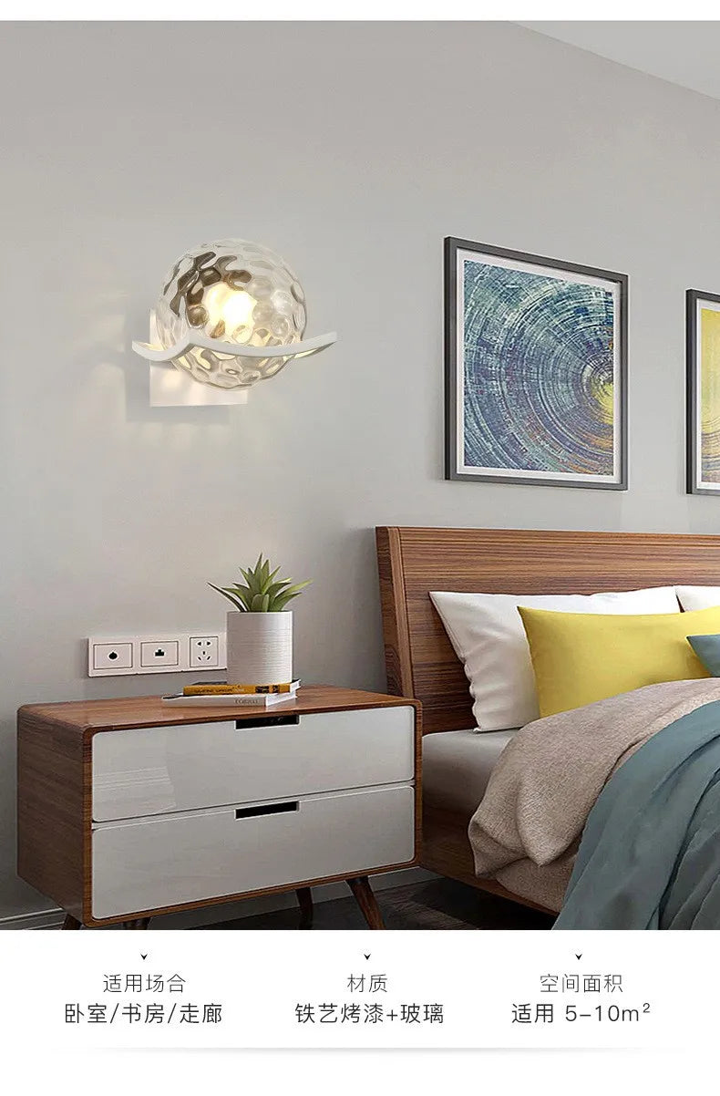 Modern Led wall Light Gold Glass Ball Wall Lamp living Room Bathroom Bedroom Bedside Entrance Porch Indoor Lighting DecorLamp