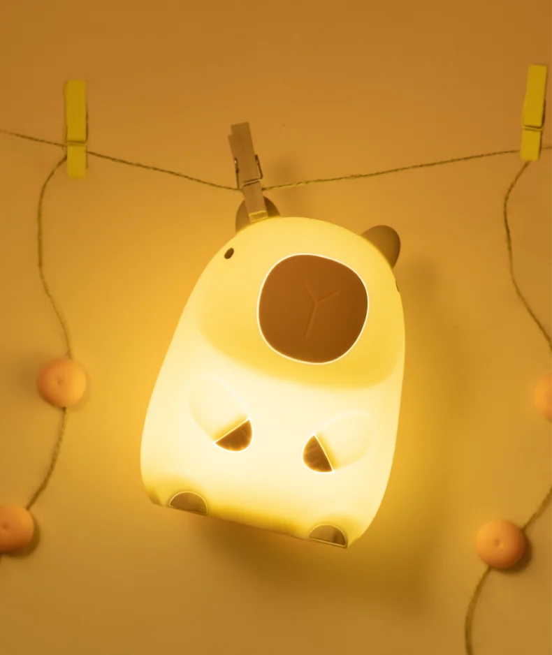 Cute Cartoon Capybara Night Light Silicone Animal Lamp USB Rechargeable Timing Dimming Sleep Night Lamp for Children's Gifts