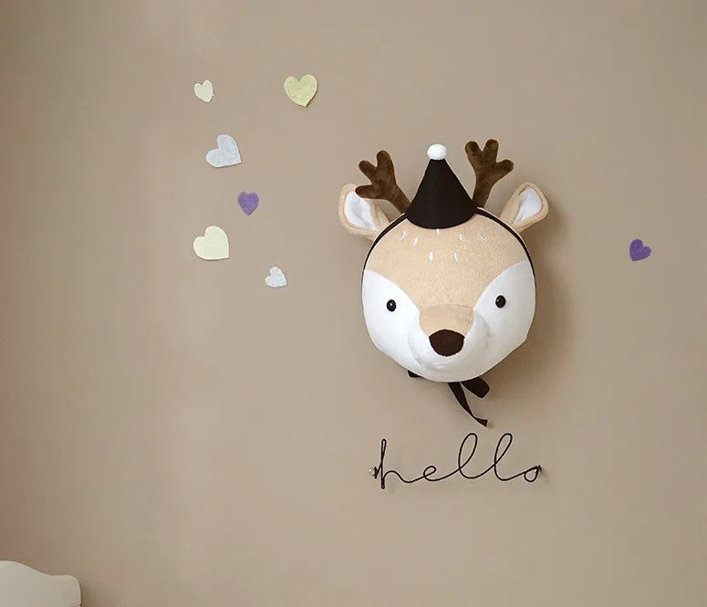 Wall Decoration Animal Head Soft Wall Hanging Ins Nordic Style Children's Room Creative Decoration Hanging Elephant