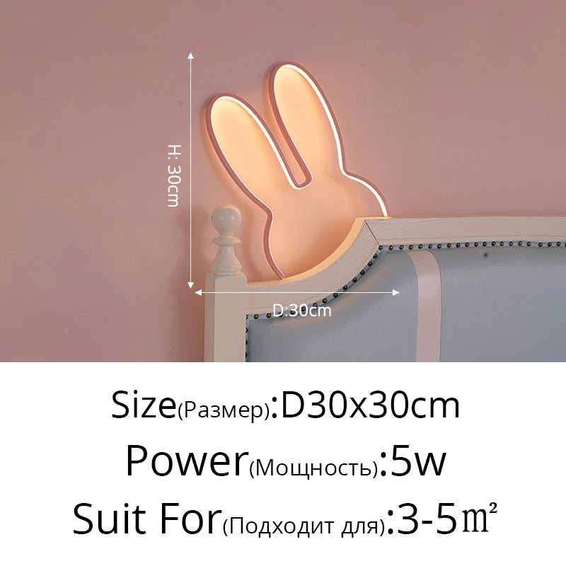 Cute Led Rabbit Wall Lights USB Powered Baby Desk Table Lamp For Bedroom Bedside Children Kid's Room Home Decor Atmosphere Light