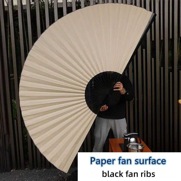 Large Blank Golden Foils Xuan Paper Fan Retro Wall Mount Painting Calligraphy DIY Paper Fan Oversize Home Decorative Folding Fan