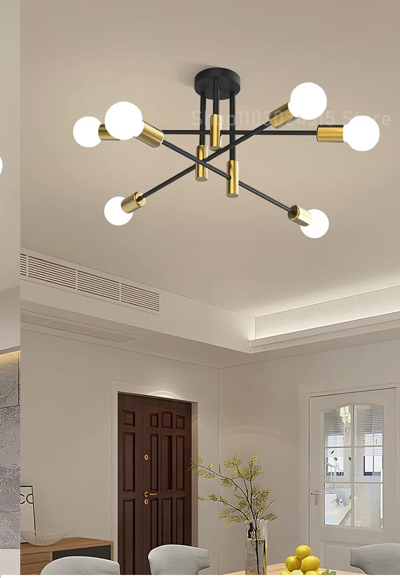 Simple Branch Ceiling Chandelier Modern Nordic E27 Black Gold LED Ceiling Light Restaurant Aisle Balcony Corridor Lighting