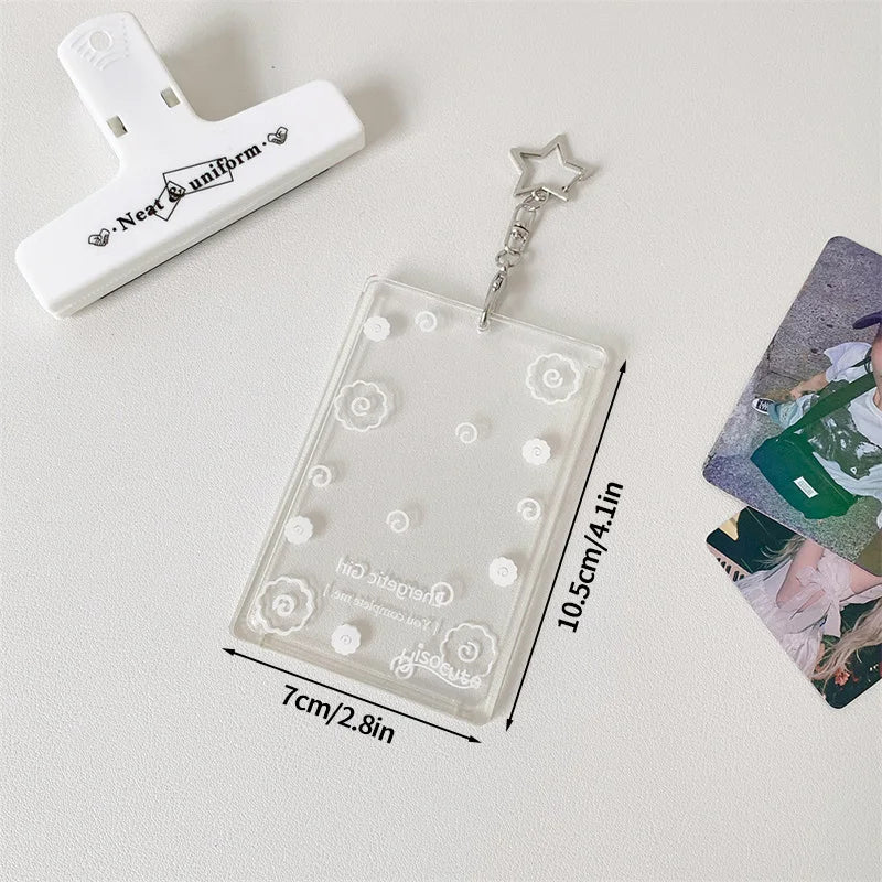 Acrylic Transparent PhotoCard Holder Kpop Idol Card Sleeve Case ID Bank Card Photo Display Stand Album Cover Pendant Keychain