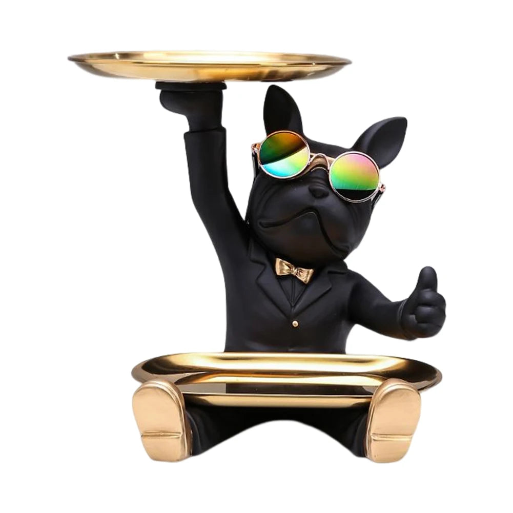 Bulldog Cool Sculpture Dog Ornament Butler Storage Box with Tray Nordic Table Decoration Resin Animal Sculpture Coin Piggy Bank