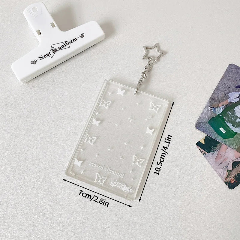 Acrylic Transparent PhotoCard Holder Kpop Idol Card Sleeve Case ID Bank Card Photo Display Stand Album Cover Pendant Keychain