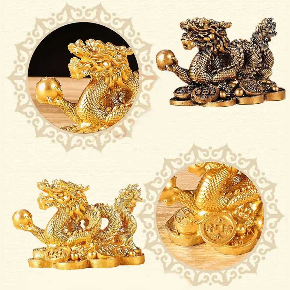 Chinese auspicious Money Dragon statuette Resin sculpture Feng Shui Decoration Home living room bedroom office Figurines