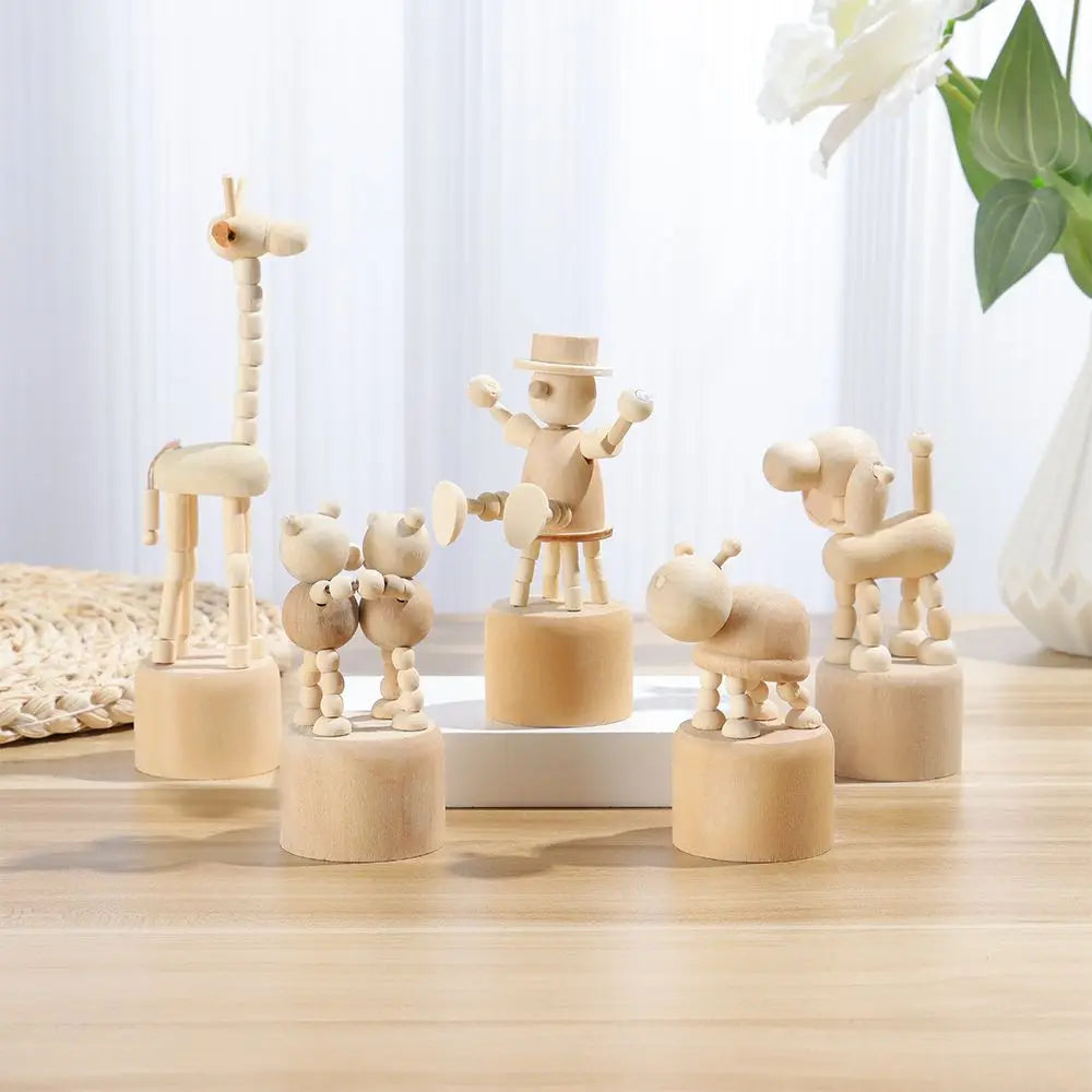 Giraffe Dog Home Decoration Figurine Gifts Educational Toys Wood DIY Craft Mini Desktop Decor Wooden Animal Ornaments